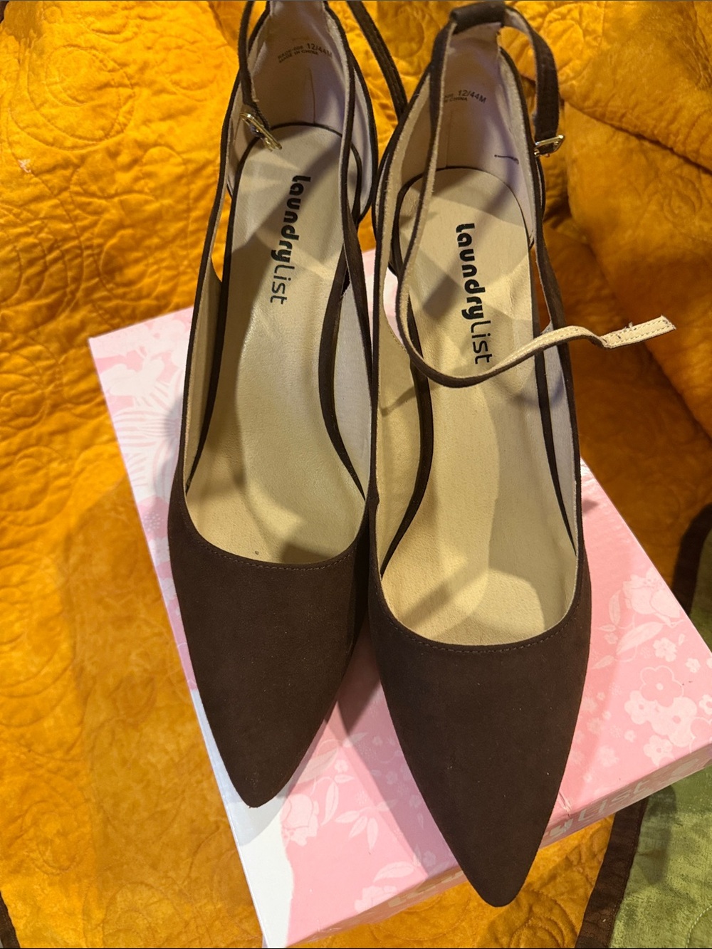Laundry By Shelli Segal Brown Pointed-Toe Slingback Heels